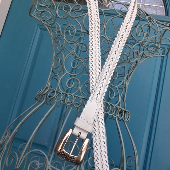 Genuine Leather Belt Braided White Woven Multi Loop Real Leather Belt Womens main image 14